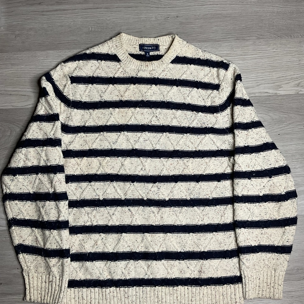 Men's Crown and Ivy Striped Knitted Pull Over Sweater‎ Size Small